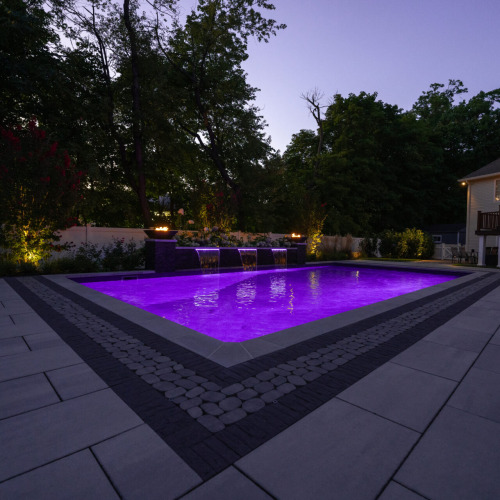 Pool with purple LED lights