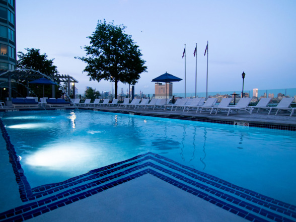 Close up commercial pool area
