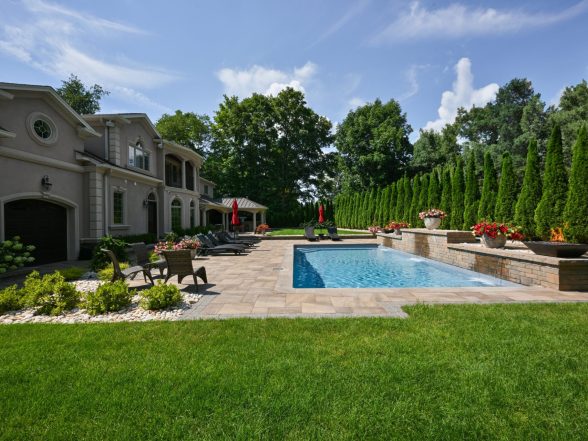 Wide view of completed pool